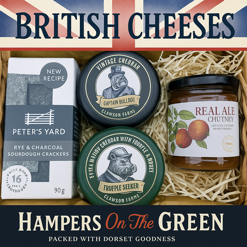 Luxury Gourmet Cheese Hamper Gift – British Cheese Truckles, Real Ale Chutney & Sourdough Crackers
