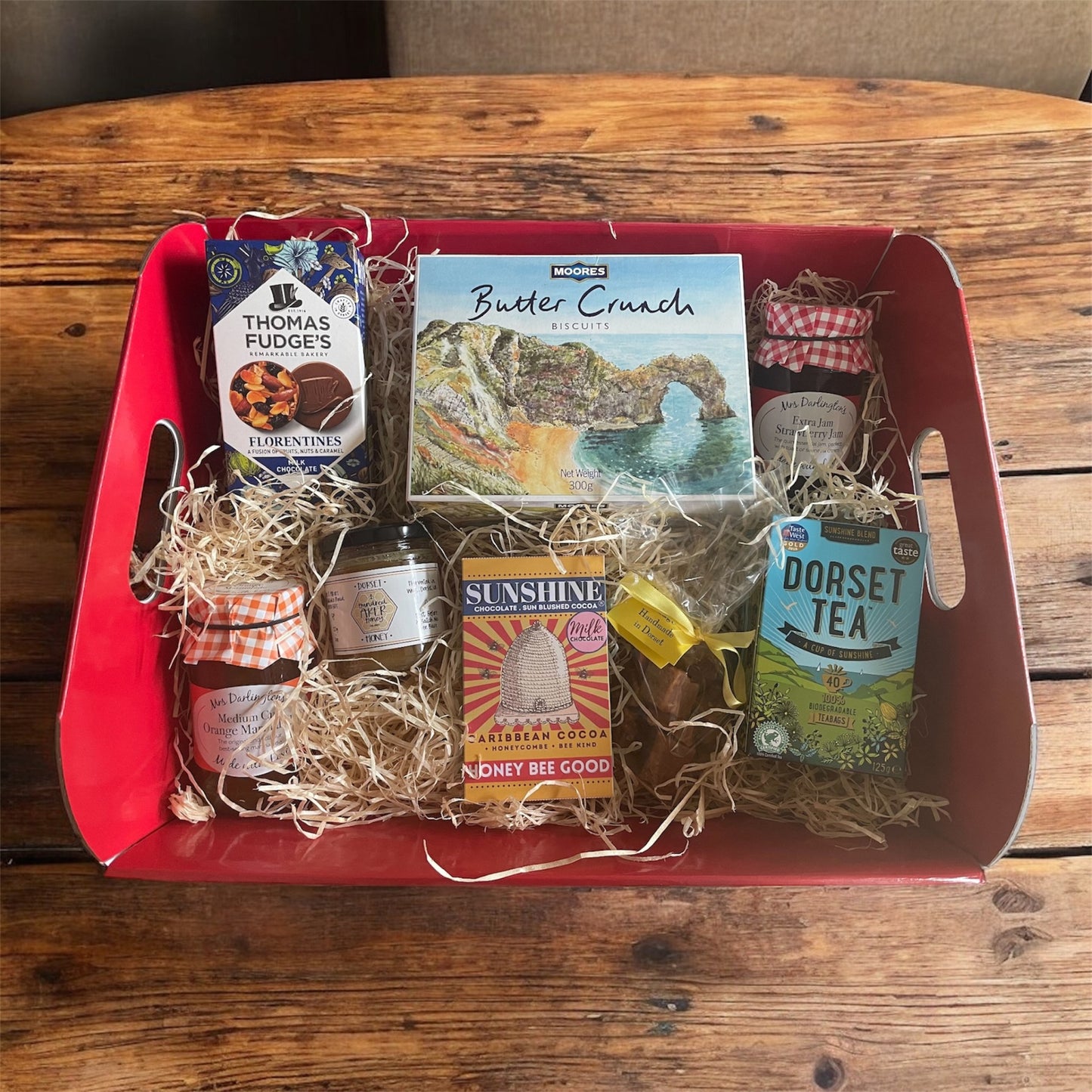 Dorset Tea Time Treasures – Presented on a Red Tray