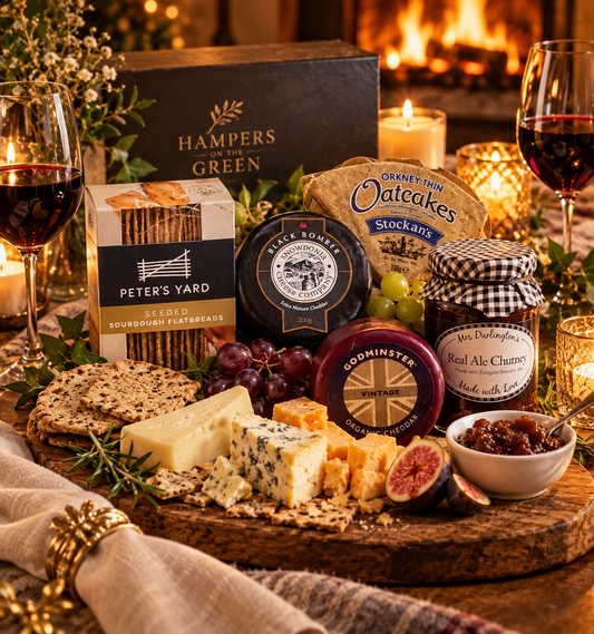 After Dinner Cheese Board Selection with Flatbreads and Real Ale Chutney